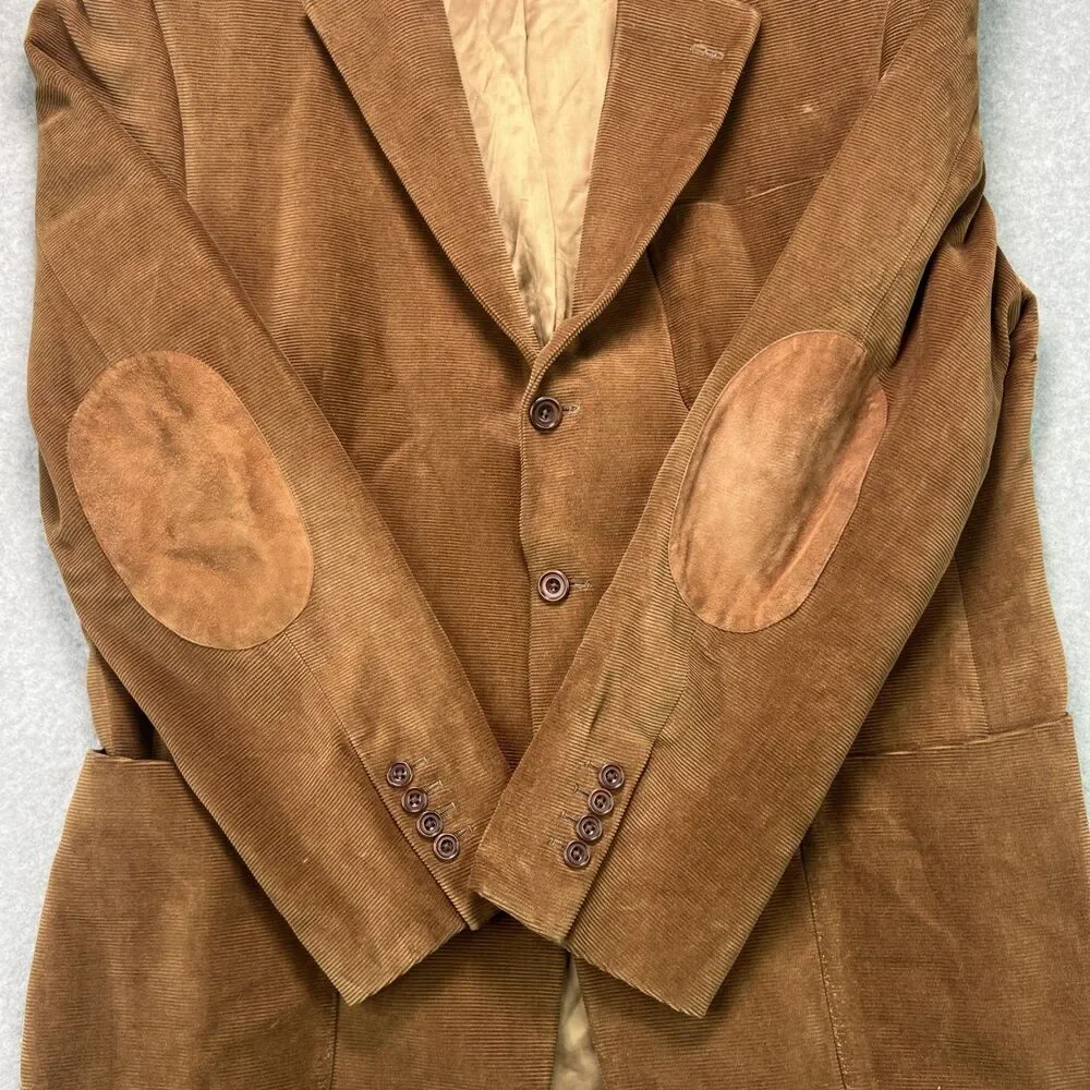 Henry Jacobson Corduroy Sport Coat  44R Brown Hand Tailored Jacket Elbow Patches
